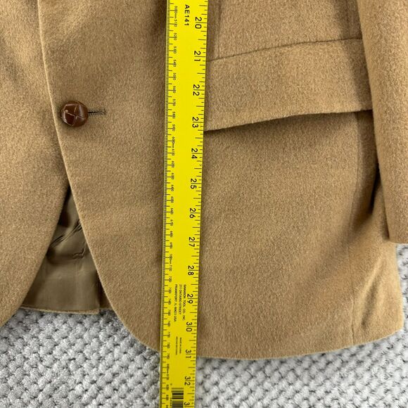 VTG Bill Blass Blazer Men M 100% Camel Hair Khaki Coat Jackets Lined 2 Button - Picture 6 of 16